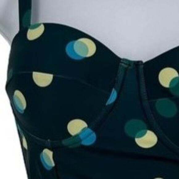 Swimsuit Contoured Bikini Top in Green & Multi Polk a Dot Print Size X-Small - Picture 4 of 8